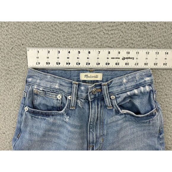 Madewell The Mom Jean Womens 23 Tall Light Wash Blue Distressed Denim High Rise - Picture 13 of 14